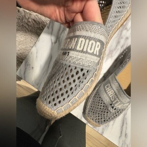 Lightly used- DIOR Granville Embroidered MeshCotton Flat Espadrille - Picture 8 of 15